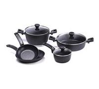 Moneta Etnea Chef Set de 8 Casseroles et Poêles avec couvercles, revêtement anti-adhésif et anti-rayures surface en pierre, Lavable au lave-vaisselle