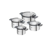 ZWILLING Simplify Set de casseroles 4 pièces, Passoire intégrée, Induction | Fonction d’égouttage, Poignées Stay-Cool, Acier inoxydable, Gris