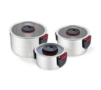 Set de casseroles - Maestro - 6 pièces - Acier inoxydable - Poignée en plastique - Couvercles en verre