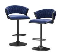 Set de Chaises à Tabourets en Tissu Velvet en Tricot pour Bar, Hauteur de Sertanier avec Accoudoirs Noire Base, Hauts Chaises de Cuisine pour Bar, Cafés Bistro, Mise à Hauteur réglable 45-60 cm,