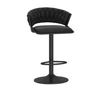 Set de Chaises à Tabourets en Tissu Velvet en Tricot pour Bar, Hauteur de Sertanier avec Accoudoirs Noire Base, Hauts Chaises de Cuisine pour Bar, Cafés Bistro, Mise à Hauteur réglable 45-60 cm,
