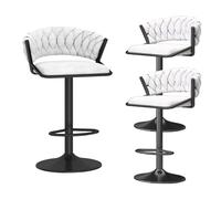 Set de Chaises à Tabourets en Tissu Velvet en Tricot pour Bar, Hauteur de Sertanier avec Accoudoirs Noire Base, Hauts Chaises de Cuisine pour Bar, Cafés Bistro, Mise à Hauteur réglable 45-60 cm,