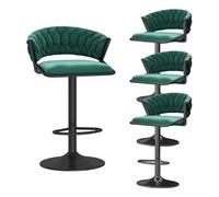 Set de Chaises à Tabourets en Tissu Velvet en Tricot pour Bar, Hauteur de Sertanier avec Accoudoirs Noire Base, Hauts Chaises de Cuisine pour Bar, Cafés Bistro, Mise à Hauteur réglable 45-60 cm,
