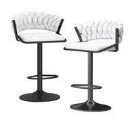 Set de Chaises à Tabourets en Tissu Velvet en Tricot pour Bar, Hauteur de Sertanier avec Accoudoirs Noire Base, Hauts Chaises de Cuisine pour Bar, Cafés Bistro, Mise à Hauteur réglable 45-60 cm,
