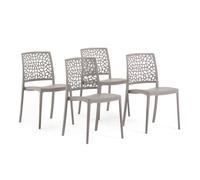 Set de chaises - ALINA - Empilables - Polypropylène renforcé - Gris tourterelle - 4 personnes