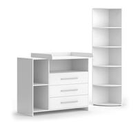 Vicco Ensemble pour Chambre d'enfant Oskar, Blanc, 2 pièces, avec Commode à Langer et étagère à Jouets