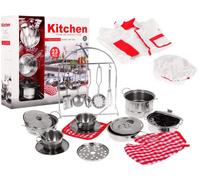 Set De Chef Pour Enfants 3+ Casseroles + Ustensiles De Cuisine + Tenue De Chef + Accessoires 23 El.