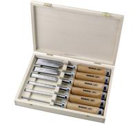 Set de ciseaux à bois, 6 pcs, boîtier en bois, 6,10,12,18,25,32mm Bahco 425-083