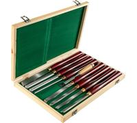 Set de ciseaux à bois en acier à grande vitesse 8 pièces - avec coffret & ciseau - Jeu de ciseaux à bois pour sculpture.