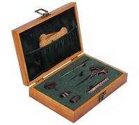 Set de ciseaux à broder vintage - Boîte à couture en bois avec ciseaux en acier inoxydable, outils de couture et de broderie multifonctionnels en bronze