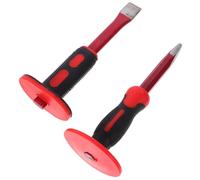Set de Ciseaux à Maçonnerie 25cm, Tête Plate et Pointe, Rouge | Acier Chrome Vanadium, Protection en PVC Antichoc, Prise Antidérapante, pour Joints et Béton