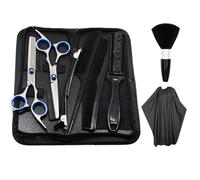 Set de Ciseaux de Coiffure Professionnel, 11 Pièces Kit de Ciseaux de Désépaissir Femme Homme Enfant pour Cheveux et Barbe avec Cape de Coiffure, Peigne, Barrette, Accessoires de Coiffeur