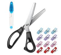 Set de Ciseaux pour Tissu, Zig Zag, Cranteurs Sombres avec 12 Pinces Couture et 1 Ciseaux en U au Point de Croix - pour Vêtements, Papier, Cuir (Style 1)