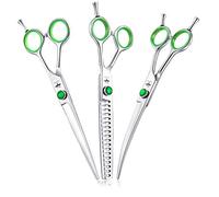 Set de Ciseaux Toilettage Professionnels Ciseaux Désépaissir Chien Poils Long Épais Ciseaux Toilettage Bout Rond Chat Sécurité Inox Incurvé Courbé Ciseaux Poils Animaux Débutant Luxe 7 Pouces Argenté