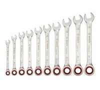 Set de clés mixtes plates à cliquets - 8, 10, 12, 13, 14, 15, 16, 17, 18, 19mm Satiné argenté (acier chrome-vanadium) G