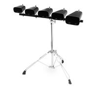 Set De Cowbells XDrum, 5 Clochettes Avec Support (Percussion, set de clochettes, 4",5",6",7",9", support robuste et réglable en hauteur, matériel à double barre, son excellent et harmonieux)