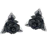 Set de clous d'oreilles Gothic de Alchemy Gothic - Clous D'Oreille Roses Noires - pour Femme - noir/argent Standard