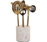 Set de cocktail dkd home decor 10 x 3 x 21 cm argent doré acier inoxydable marbre