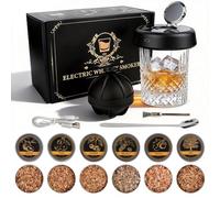 Set de Cocktail Smoker,Fumoir à Whisky avec 6 copeaux de Bois, lumière RVB, pour Homme, père, Mari, Whisky, Boissons, Bourbon, café, Viande, Noyer Bourbon, Cadeau pour Homme