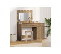 Set de coiffeuse 2 pièces avec LED en bois d ingénierie chêne