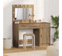 vidaXL Set de coiffeuse 2 pièces avec LED en bois d'ingénierie chêne