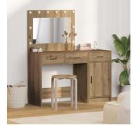 vidaXL Set de coiffeuse 2 pièces avec LED en bois d'ingénierie chêne