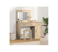 Set de coiffeuse 2 pièces avec LED en bois d ingénierie chêne Sonoma Sonoma