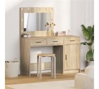 Set de coiffeuse 2 pièces avec LED en bois d ingénierie chêne Sonoma Sonoma