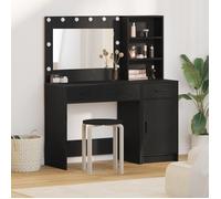 Set de coiffeuse 2 pièces avec LED en bois d ingénierie noir