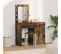 Set de coiffeuse 2 pièces avec LED en chêne fumé en bois composite Chêne fumé G