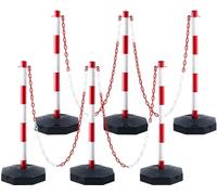 Set de cônes de signalisation - Barrage routier 6 pièces 285 x 285 mm - Cônes d'avertissement avec chaîne - Cônes de balisage - Rouge & Blanc - Remplissable d'eau et de sable