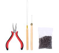Set de connecteurs pour perruque, pince, aiguille pour boucle à crochet avec 500 micro-anneaux, outil d'extension de cheveux, brun
