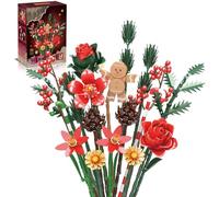 Set de Construction de Bouquet de Fleurs de Noël, Collection Botanique de Noël Compatible avec Les Fleurs Lego, Cadeau de Noël pour Ados et Petits-Enfants, 865 Pièces