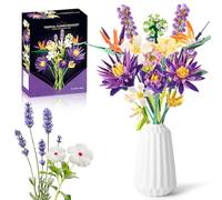 Set De Construction De Fleurs, DIY Pourpre Botanicals Le Bouquet Pour Adultes, 13 Bouquet de Fleurs Blocs de construction, Idee Cadeaux Pour Femme Hommes Enfants 8+, Accessoires De Décoration - 891