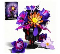 Set de Construction de Fleurs Gothiques avec Vase, Décoration d'Intérieur Horrifique Gothique Compatible avec Les Sets de Fleurs Lego, Décorations d'halloween pour Adultes, 947 Pièces