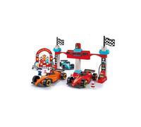 Set de construction ECOIFFIER Abrick 2976 Grand Prix Formule 1 : 3 voitures + 3 pilotes Course 22 cm Noir et Jaune