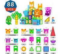 Set de construction magnétique, 88 pièces, convient aux enfants à partir de 3 ans, animal 88pcs