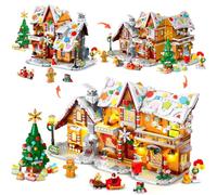 Set de Construction Maison en Pain d’épice Noël 2025 avec lumière - 1421 pièces - Château et Village de Noël avec Père Noël, Sapin et Train - Jouet de Construction pour Enfants et Adultes dès 8 Ans