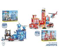 Set de construction - Fire Station Large - Crée Une Caserne de Pompiers avec Véhicules et Accessoires - 976 pièces G