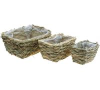 Set de corbeilles à foin, corbeille à fleurs, corbeille décorative angulaire en 3 tailles, bac à plantes naturel, décoration de jardin polyvalente