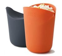 Joseph Joseph M-Cuisine - Set de 2 Cornets à Popcorn Micro-Ondes en silicone - Orange/Gris