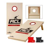 Set de Cornhole - 120 x 60 cm - Jeu de Sackloch - Wicked Wood - Ensemble officiel de plateaux sous licence ACL - 2 x 4 sacs de Cornhole 450g - Jeu de Cornhole en plein air (Design ACL)