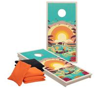 Set de Cornhole - 120 x 60 cm - Wicked Wood - Design Hippy - Impression UV Directe sur Bois (100%) - Recommandation Officielle ACL - Inclus 2 x 4 Sacs - pour Intérieur & Extérieur