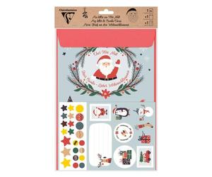 SET DE CORRESPONDANCE, 1 feuille au format A2 (42x59,4cm) + 1 enveloppes au format A4 (22,9x32,4cm) + Stickers - Noël - Multicolore