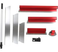 Set de coupe, acier inoxydable, avec manche à rallonge, rouge
