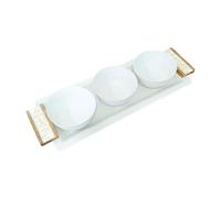 Set de coupelles sur plateau blanc&bois