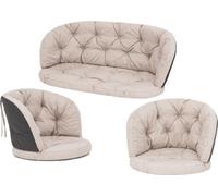 Set de coussins de jardin Amanda 1+2 - 3 pièces, pour meubles en rotin, épaisseur 5 cm, avec rubans, résistant aux intempéries | PillowPrim