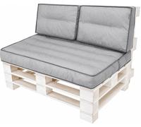 Set de coussins de palette 120x80 cm avec 2 coussins de dos 60x40 cm - Coussin d'assise & dossier, épaisseur 12 cm, housses amovibles | PillowPrim