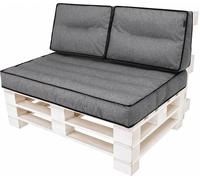 Set de coussins de palette 120x80 cm avec 2 coussins de dos 60x40 cm - Coussin d'assise & dossier, épaisseur 12 cm, housses amovibles | PillowPrim