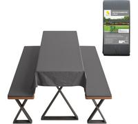 Set de coussins de tente de bière rembourré anthracite - 3 pièces - set de 2 coussins de banc avec boucles de maintien et 1 nappe
